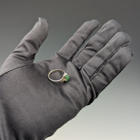 British vintage jewelry jade sterling silver ring, free size